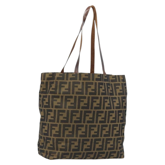 FENDI Zucca Canvas Tote Bag Black Brown Auth BAZ112