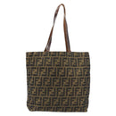 FENDI Zucca Canvas Tote Bag Black Brown Auth BAZ112-13