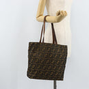 FENDI Zucca Canvas Tote Bag Black Brown Auth BAZ112-21