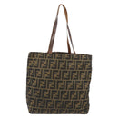 FENDI Zucca Canvas Tote Bag Black Brown Auth BAZ112-2