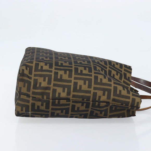 FENDI Zucca Canvas Tote Bag Black Brown Auth BAZ112