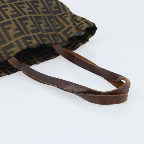 FENDI Zucca Canvas Tote Bag Black Brown Auth BAZ112