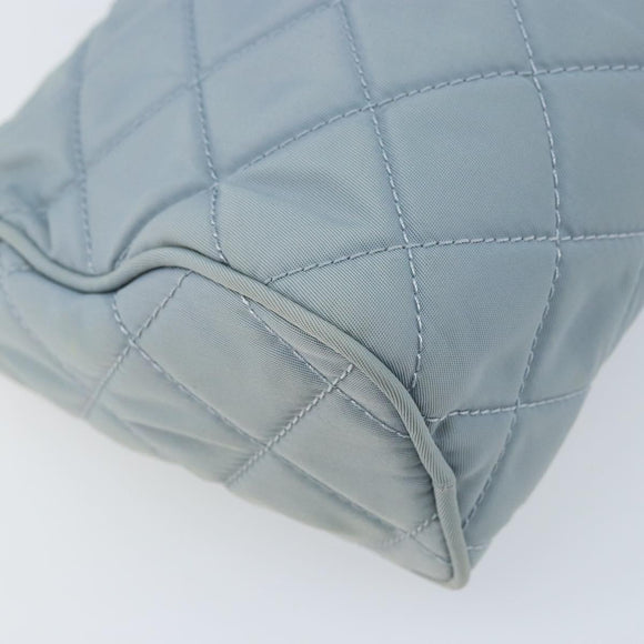 PRADA Pouch Nylon Light Blue Silver Auth BAZ116A