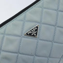 PRADA Pouch Nylon Light Blue Silver Auth BAZ116A-12