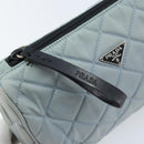 PRADA Pouch Nylon Light Blue Silver Auth BAZ116A-13
