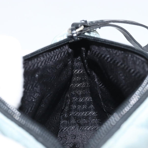 PRADA Pouch Nylon Light Blue Silver Auth BAZ116A