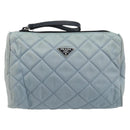 PRADA Pouch Nylon Light Blue Silver Auth BAZ116A-2