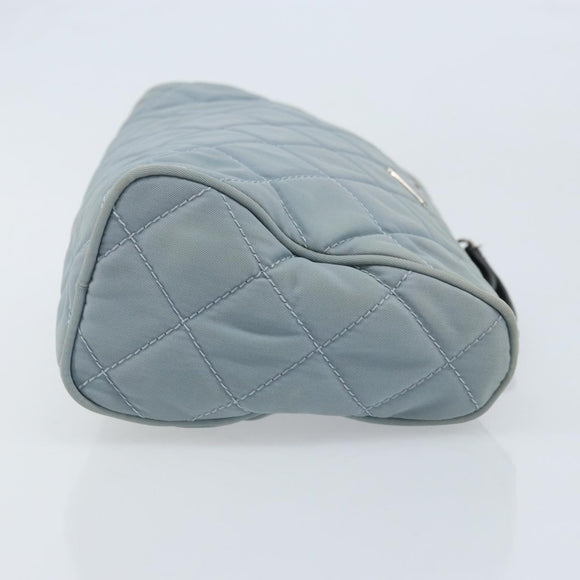 PRADA Pouch Nylon Light Blue Silver Auth BAZ116A