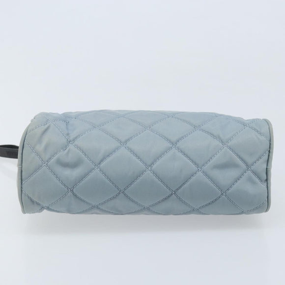 PRADA Pouch Nylon Light Blue Silver Auth BAZ116A
