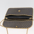 Christian Dior Trotter Canvas Chain Shoulder Bag Navy Gold Auth BAZ118A-14