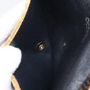 Christian Dior Trotter Canvas Chain Shoulder Bag Navy Gold Auth BAZ118A-16