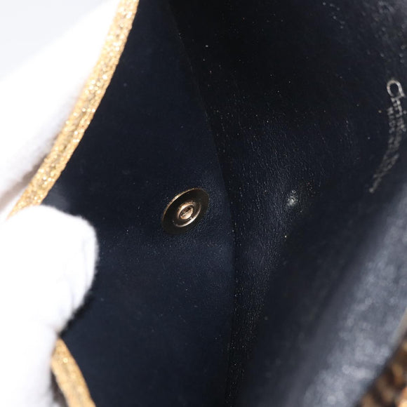 Christian Dior Trotter Canvas Chain Shoulder Bag Navy Gold Auth BAZ118A