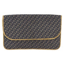 Christian Dior Trotter Canvas Chain Shoulder Bag Navy Gold Auth BAZ118A-2