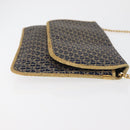 Christian Dior Trotter Canvas Chain Shoulder Bag Navy Gold Auth BAZ118A-4