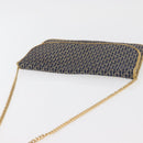 Christian Dior Trotter Canvas Chain Shoulder Bag Navy Gold Auth BAZ118A-6