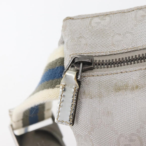 GUCCI GG Canvas Sherry Line Waist Bag Silver 28566 Auth BAZ127