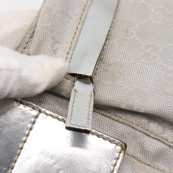 GUCCI GG Canvas Sherry Line Waist Bag Silver 28566 Auth BAZ127