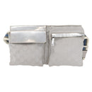 GUCCI GG Canvas Sherry Line Waist Bag Silver 28566 Auth BAZ127-2