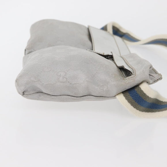 GUCCI GG Canvas Sherry Line Waist Bag Silver 28566 Auth BAZ127