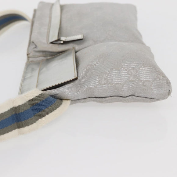 GUCCI GG Canvas Sherry Line Waist Bag Silver 28566 Auth BAZ127