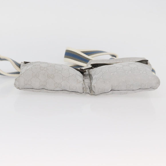 GUCCI GG Canvas Sherry Line Waist Bag Silver 28566 Auth BAZ127