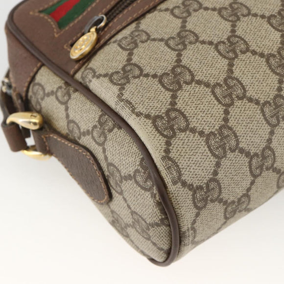 GUCCI GG Supreme Web Sherry Line Bag PVC Beige Gold 001 115 6655 Auth BAZ128