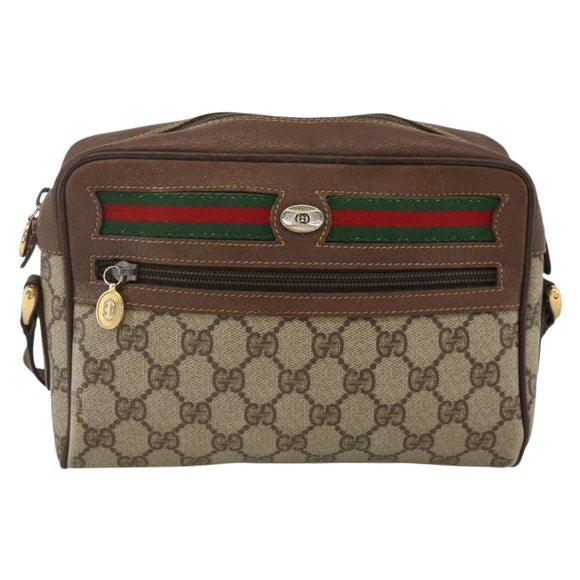 GUCCI GG Supreme Web Sherry Line Bag PVC Beige Gold 001 115 6655 Auth BAZ128