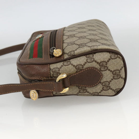 GUCCI GG Supreme Web Sherry Line Bag PVC Beige Gold 001 115 6655 Auth BAZ128