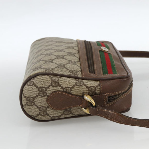 GUCCI GG Supreme Web Sherry Line Bag PVC Beige Gold 001 115 6655 Auth BAZ128