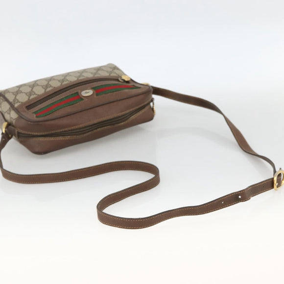 GUCCI GG Supreme Web Sherry Line Bag PVC Beige Gold 001 115 6655 Auth BAZ128
