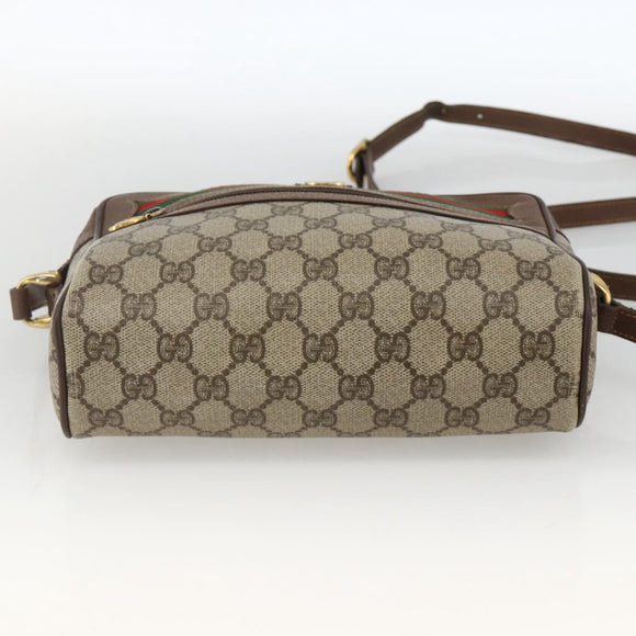 GUCCI GG Supreme Web Sherry Line Bag PVC Beige Gold 001 115 6655 Auth BAZ128