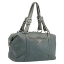 PRADA Hand Bag Leather Gray Silver Auth BAZ140A-1