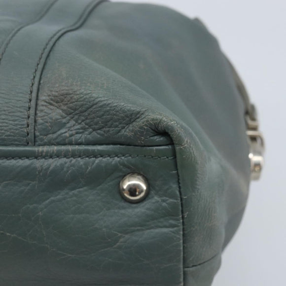 PRADA Hand Bag Leather Gray Silver Auth BAZ140A