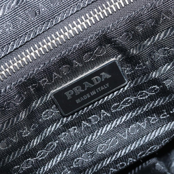 PRADA Hand Bag Leather Gray Silver Auth BAZ140A
