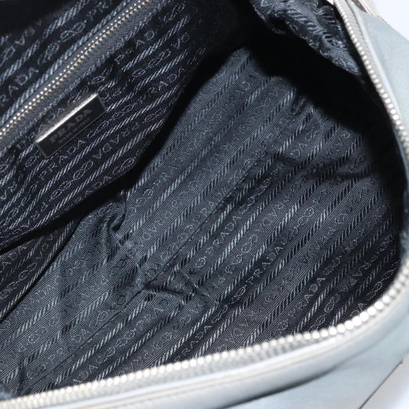 PRADA Hand Bag Leather Gray Silver Auth BAZ140A