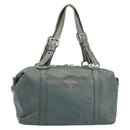 PRADA Hand Bag Leather Gray Silver Auth BAZ140A-2