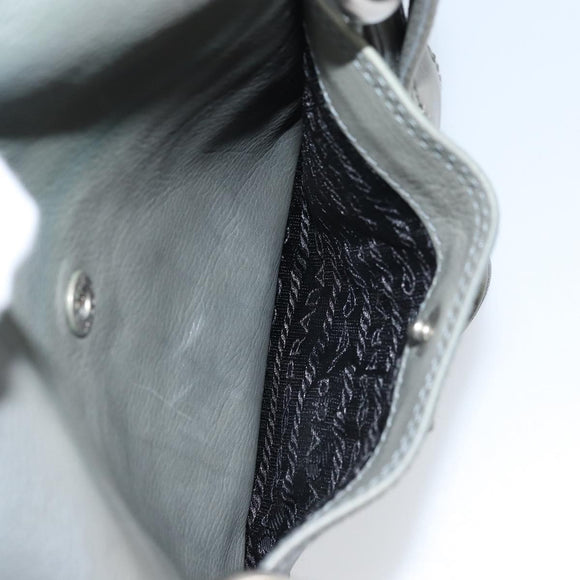 PRADA Hand Bag Leather Gray Silver Auth BAZ140A