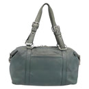 PRADA Hand Bag Leather Gray Silver Auth BAZ140A-3