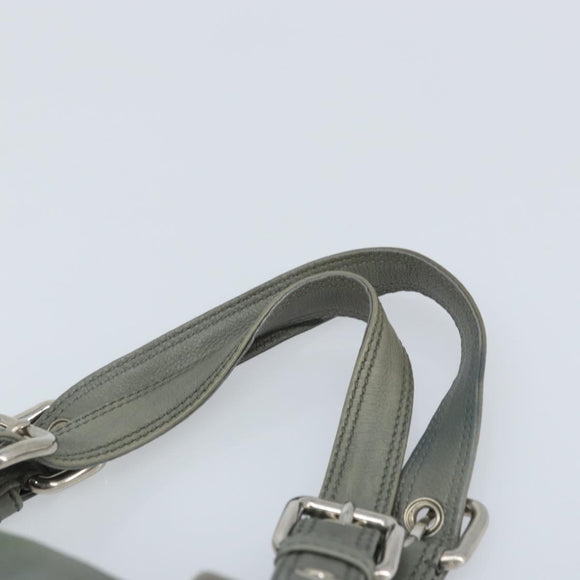 PRADA Hand Bag Leather Gray Silver Auth BAZ140A