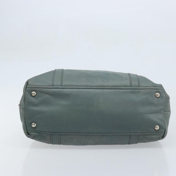 PRADA Hand Bag Leather Gray Silver Auth BAZ140A