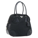 PRADA Hand Bag Nylon Black Silver Auth BAZ141A-1