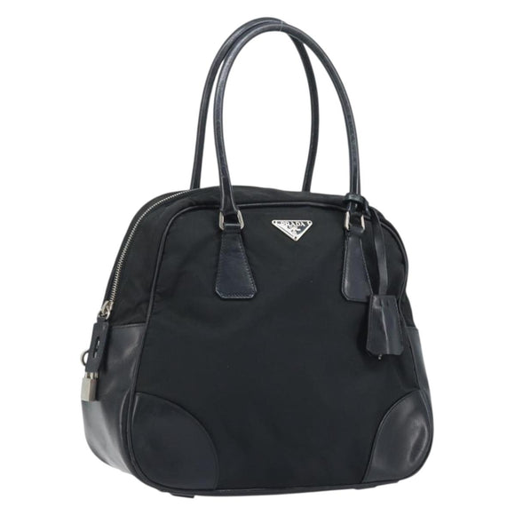 PRADA Hand Bag Nylon Black Silver Auth BAZ141A