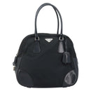 PRADA Hand Bag Nylon Black Silver Auth BAZ141A-13