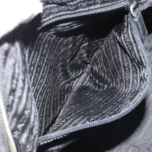 PRADA Hand Bag Nylon Black Silver Auth BAZ141A