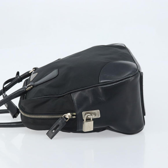 PRADA Hand Bag Nylon Black Silver Auth BAZ141A