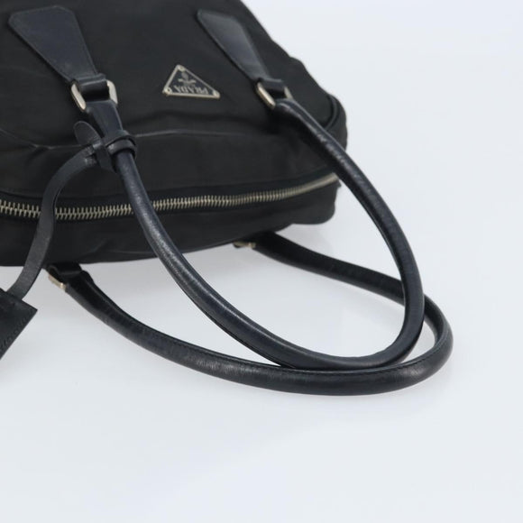 PRADA Hand Bag Nylon Black Silver Auth BAZ141A
