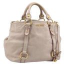 Miu Miu Hand Bag Leather 2way Pink Gold Auth BAZ142M-1
