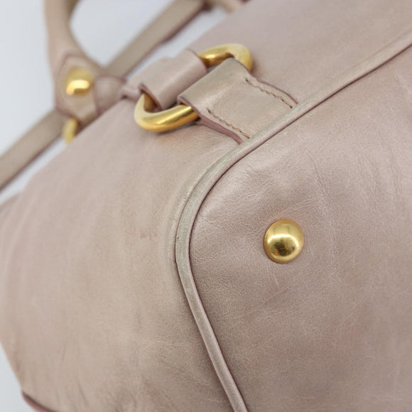 Miu Miu Hand Bag Leather 2way Pink Gold Auth BAZ142M