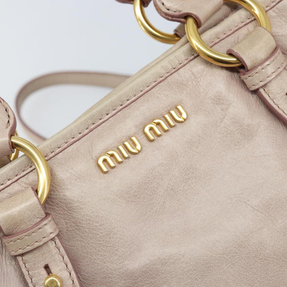 Miu Miu Hand Bag Leather 2way Pink Gold Auth BAZ142M
