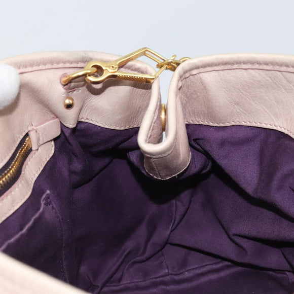 Miu Miu Hand Bag Leather 2way Pink Gold Auth BAZ142M